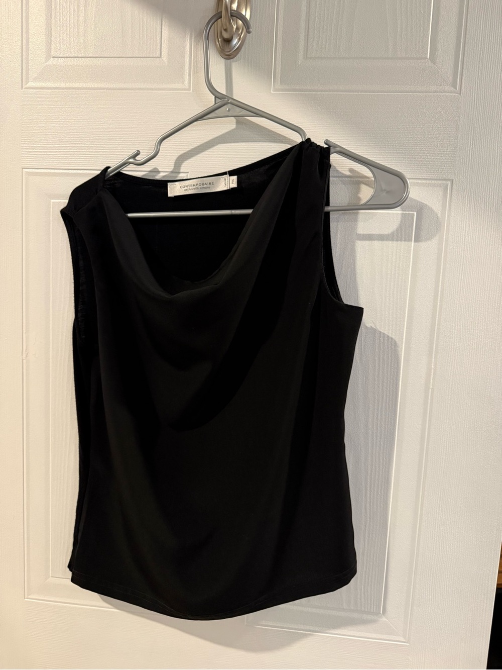 Simons Black Draped Neck Sleeveless Camisole
